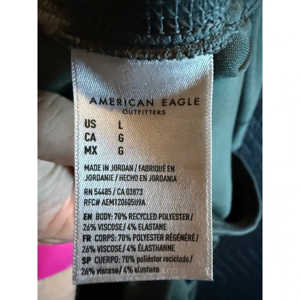 American Eagle Active Jogger Pants Mens Large Green Stretch Drawstring 0425